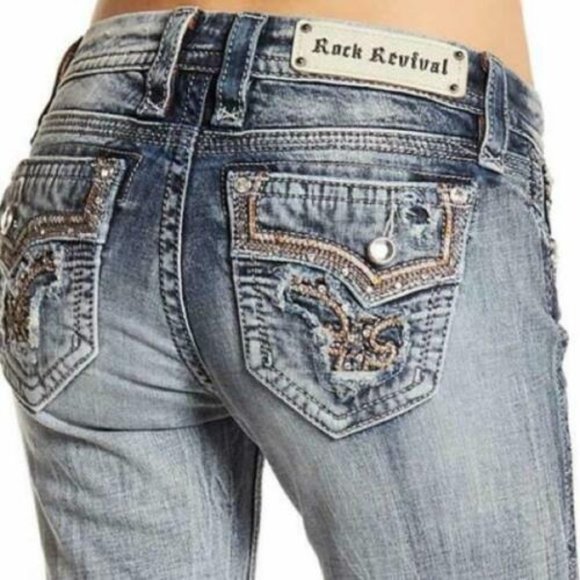 HTF ROCK REVIVAL BETTY EMBELLISHED BOOTCUT JEANS 29 x 30 - Picture 3 of 14